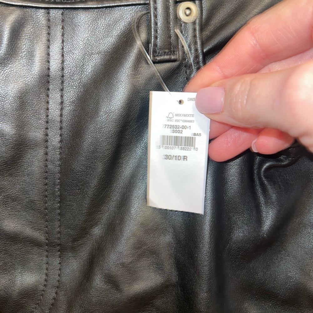 GAP Black Straight Leg Leather Pants - Picture 2 of 4